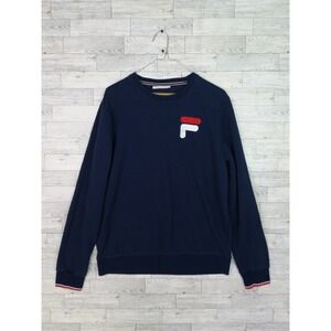 Vintage Men's Fila Navy Blue Red White Cotton Sweatshirt Sweater Top Size Medium